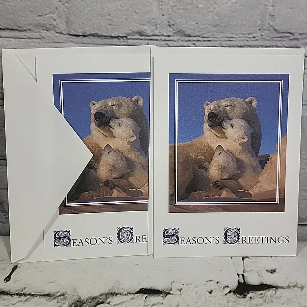 Christmas Cards Lot Of 6 Seasons Greetings Bears Penguin Peace On Earth